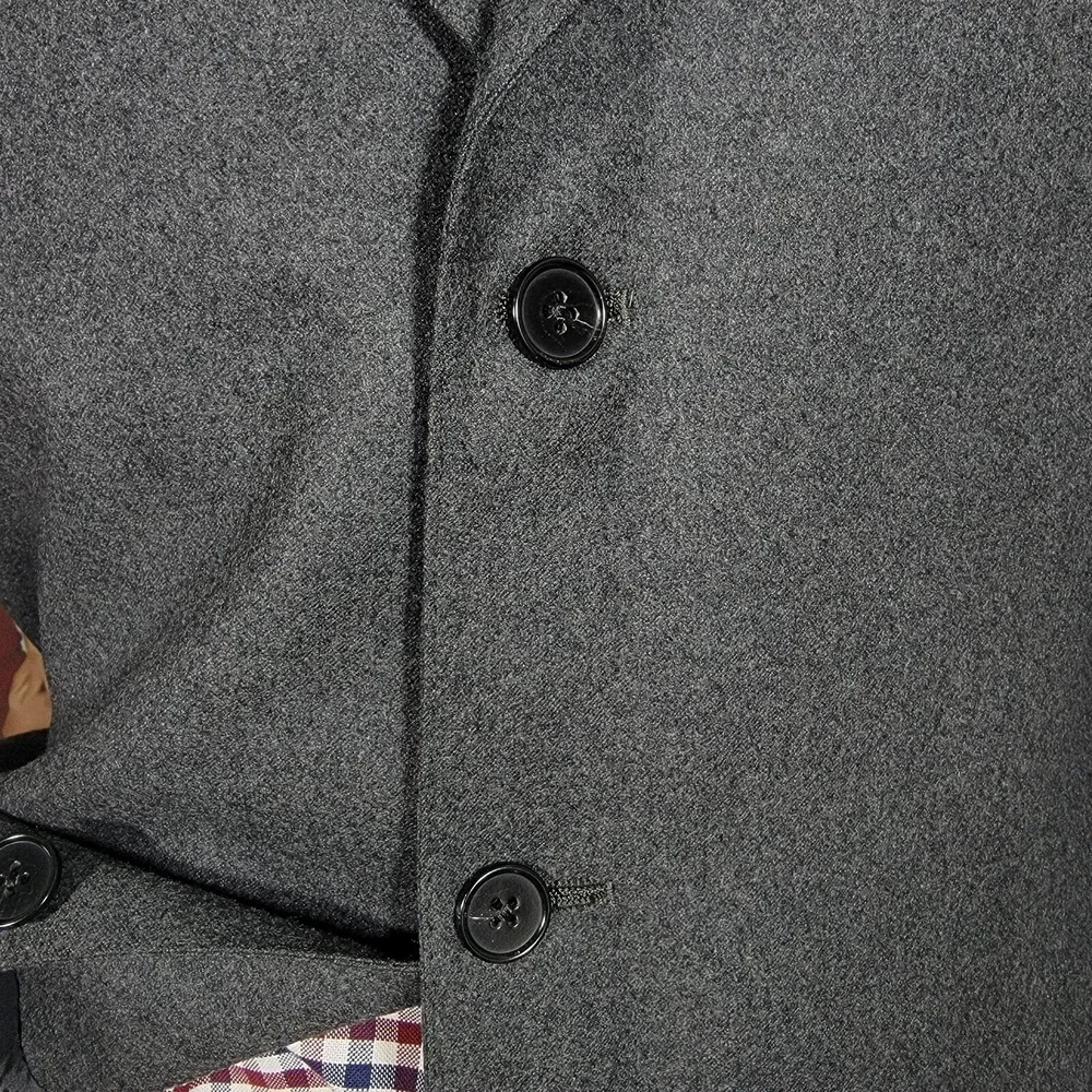 Hart Schaffner‎ Marx Men's Flannel Sport Coat Blazer Three Button Gray Wool 42R
